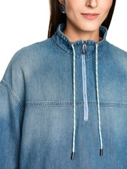 Jeansbluse mit Stehkragen - 353 - Blau