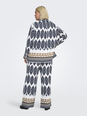 Bluse HAVANA gemustert - Cloud Dancer/ETHNIC - Blau | Weiß