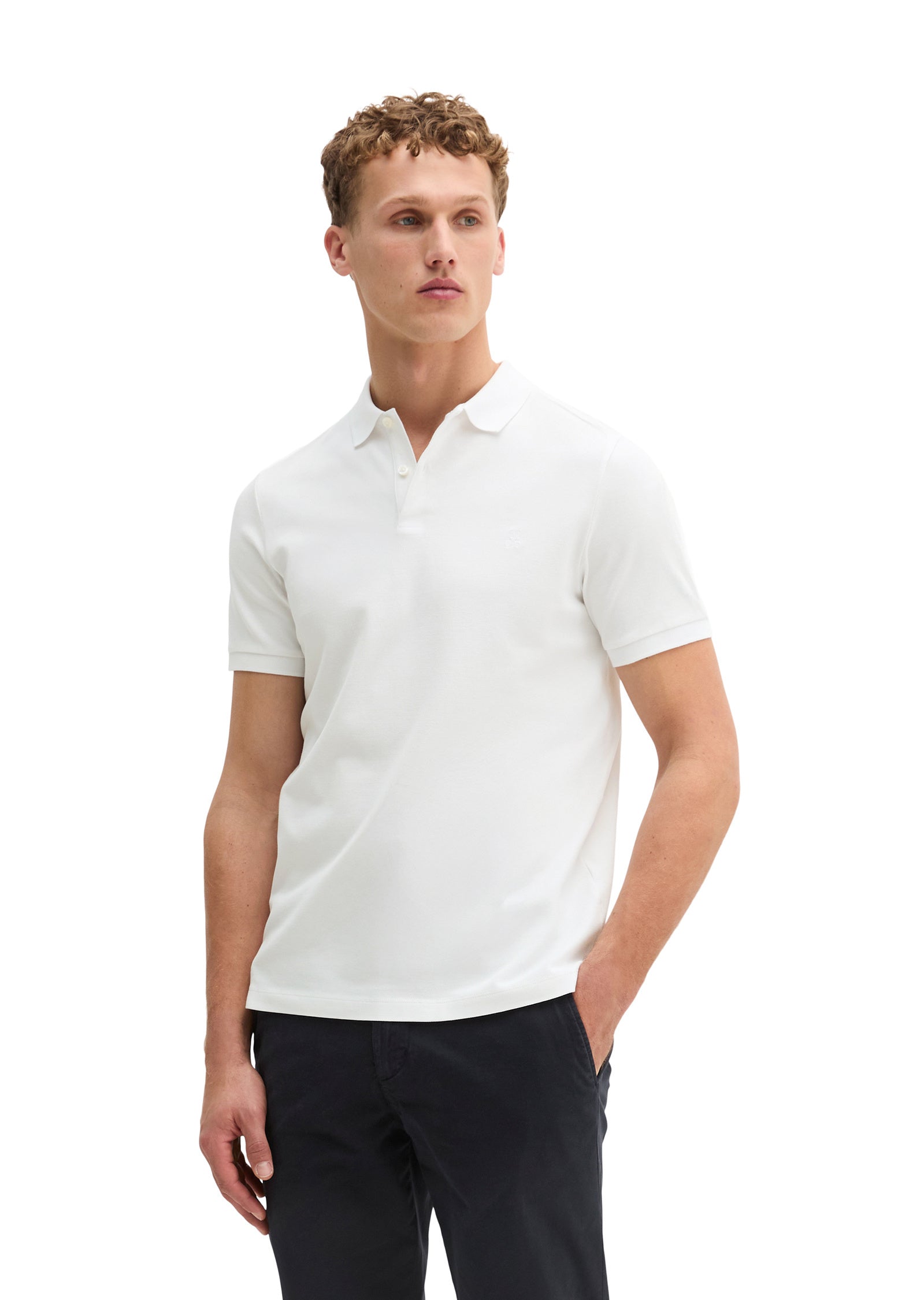 Poloshirt aus Baumwolle - 0163-White - Weiß