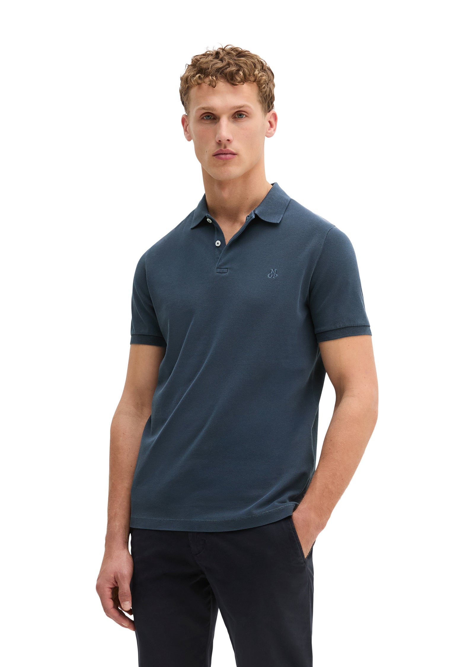 Poloshirt aus Baumwolle - 4139-Navy Teal - Blau