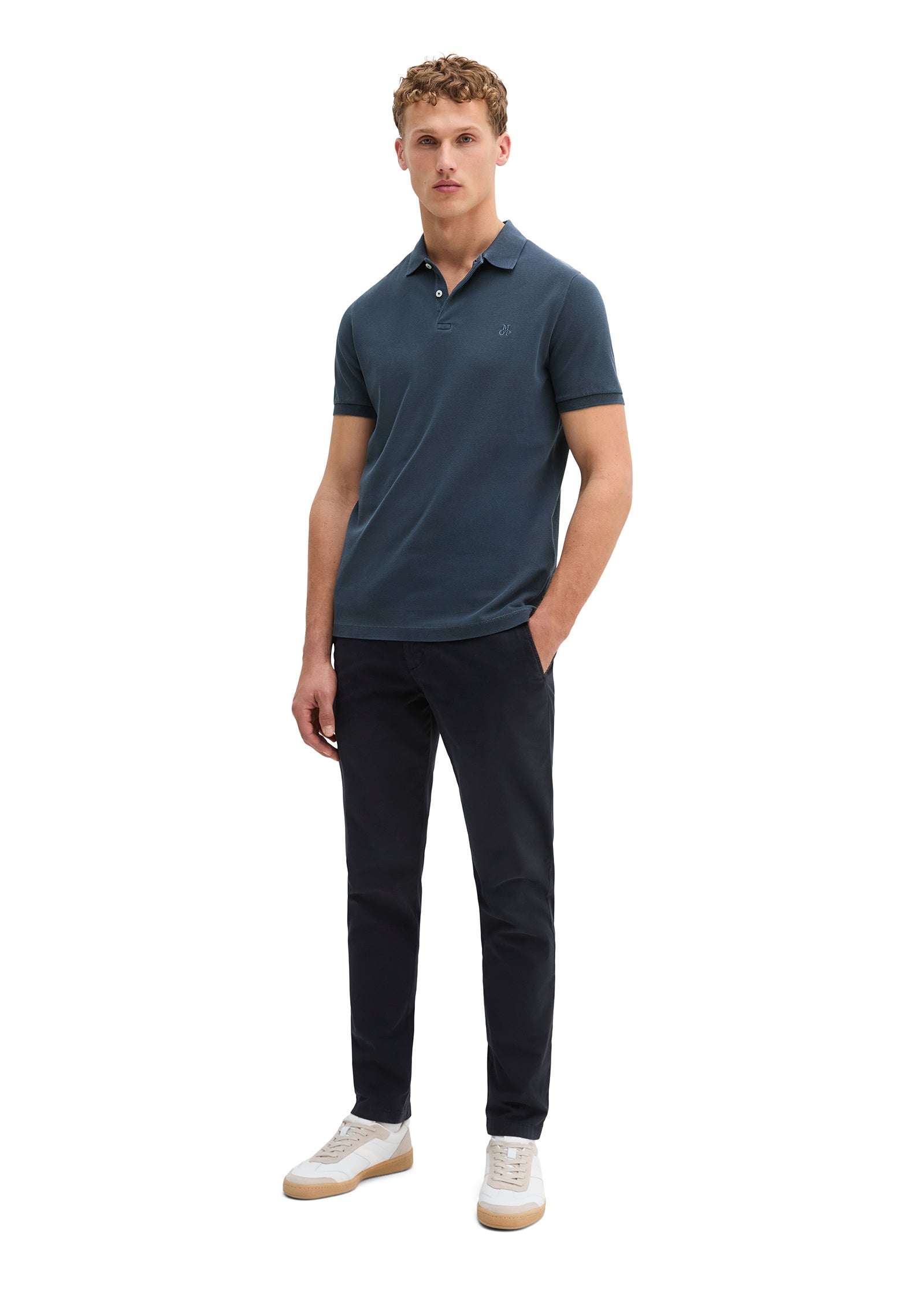 Poloshirt aus Baumwolle - 4139-Navy Teal - Blau