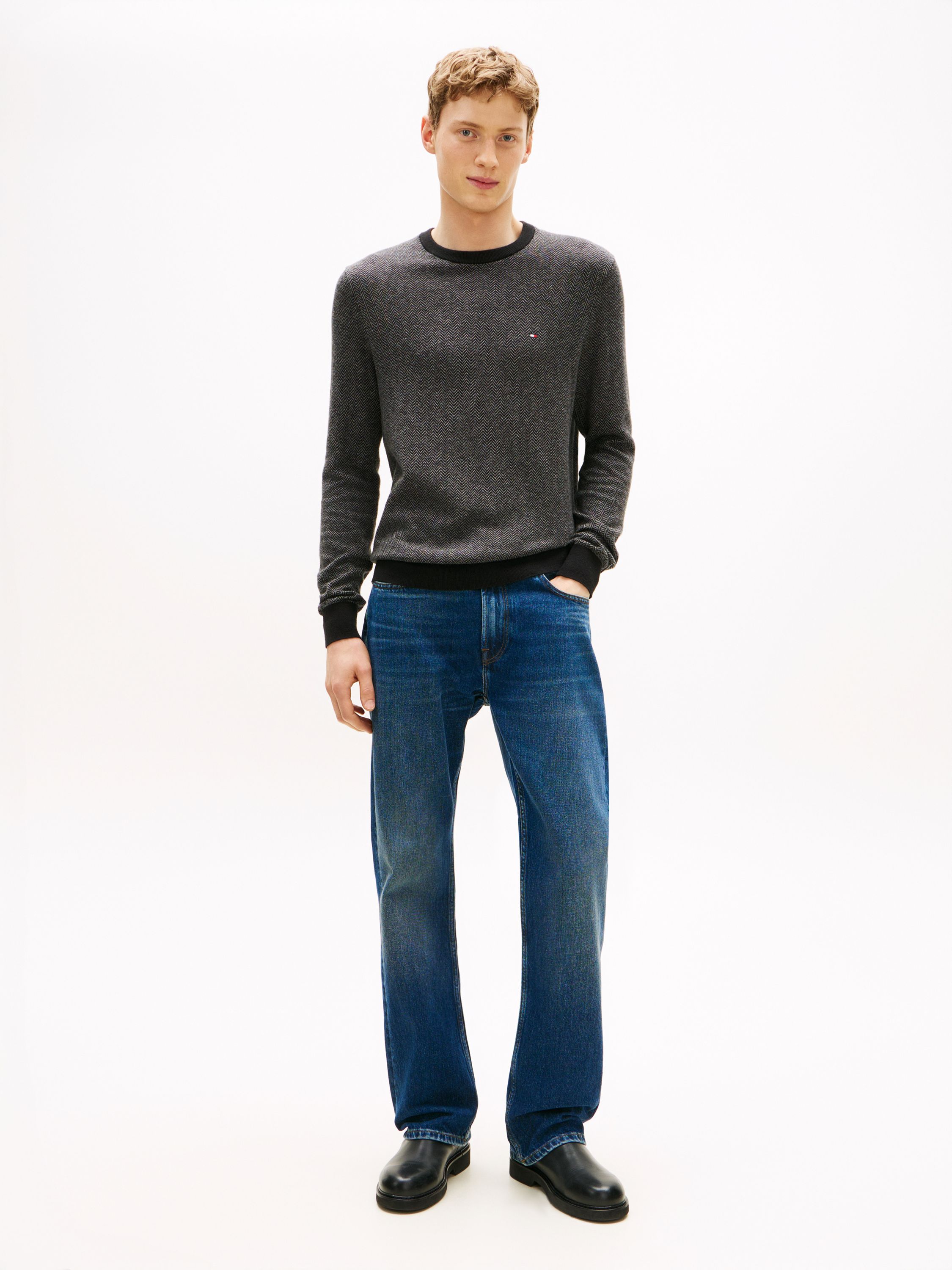 Strickpullover aus Baumwolle - 0IM-GREY - Schwarz