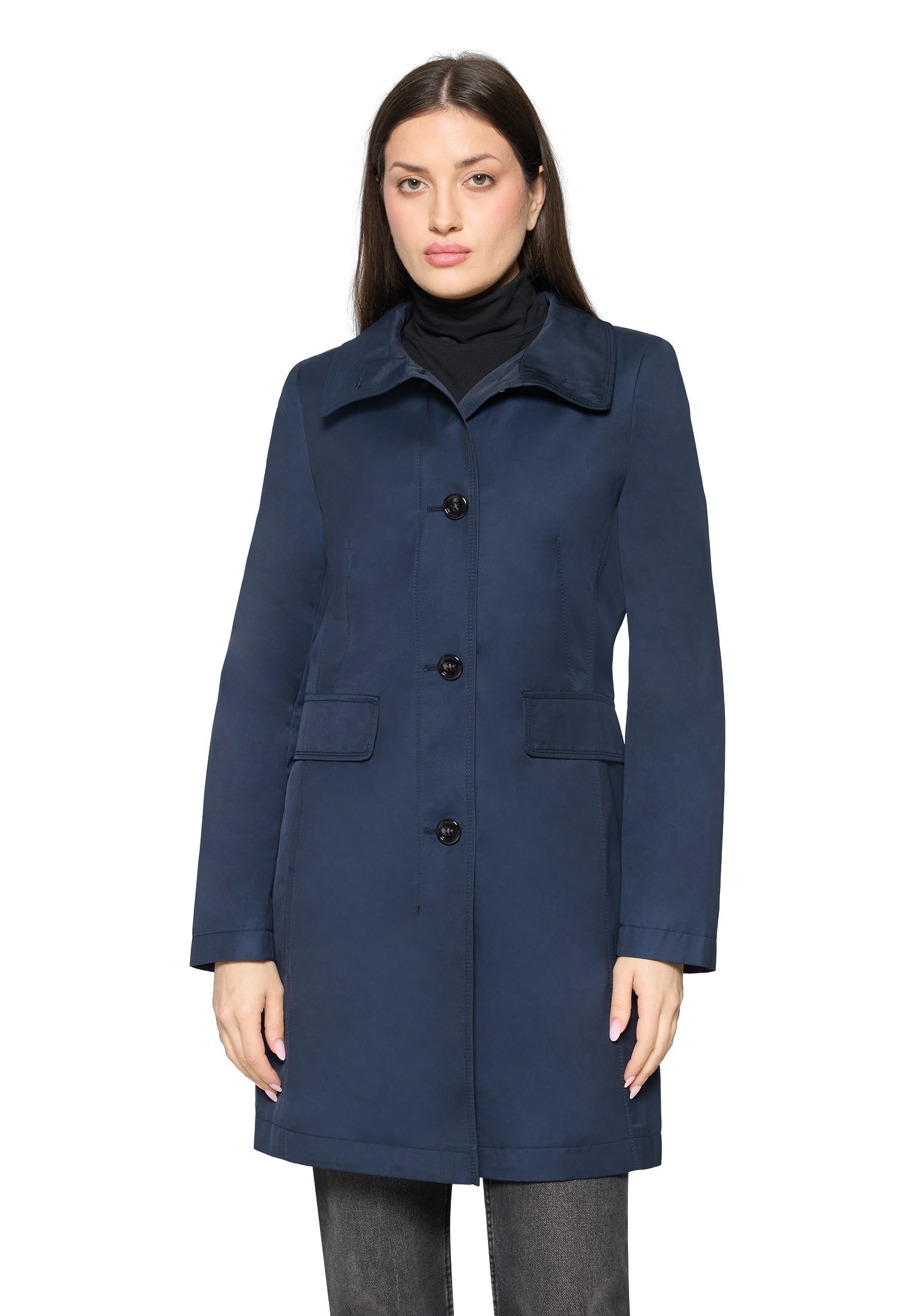 Sommermantel mit Stehkragen - 8538-Deep Navy - Blau