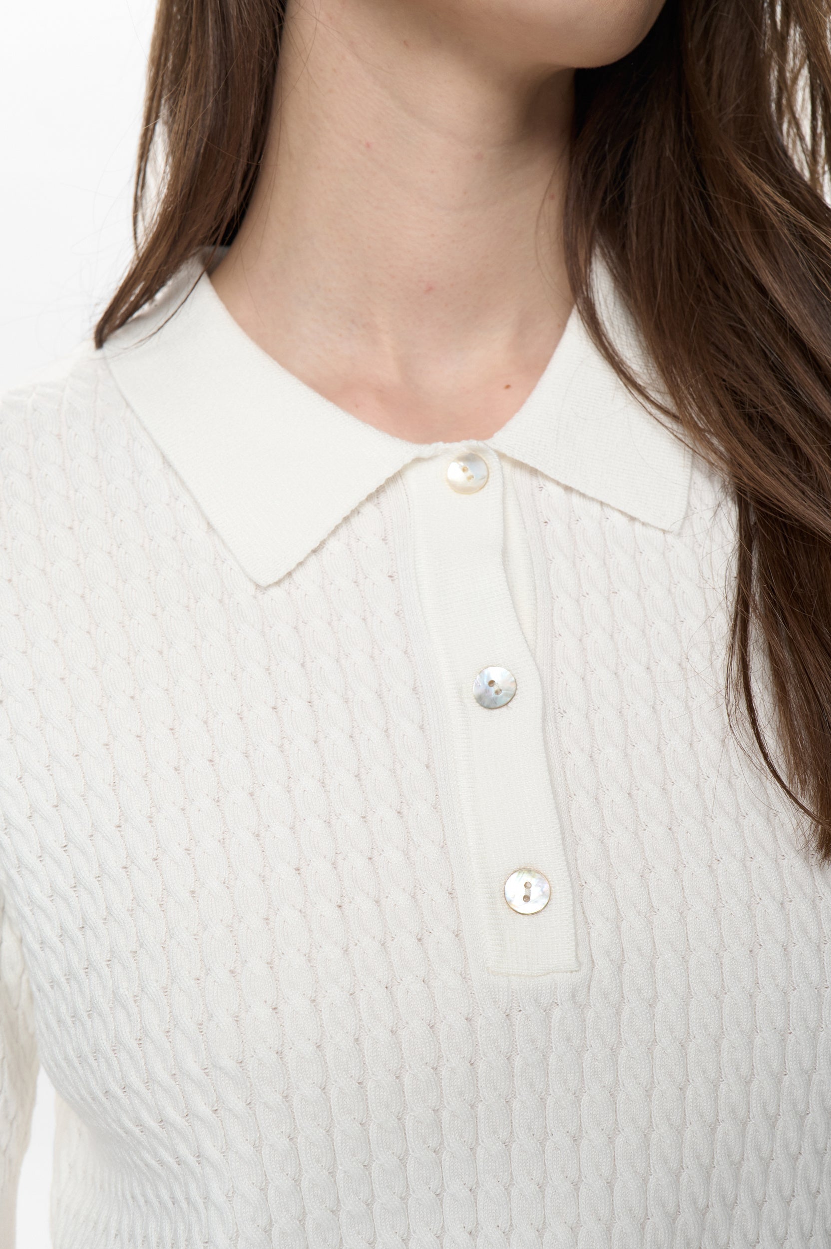 Strick-Poloshirt NUALETTE - 9001 - Weiß