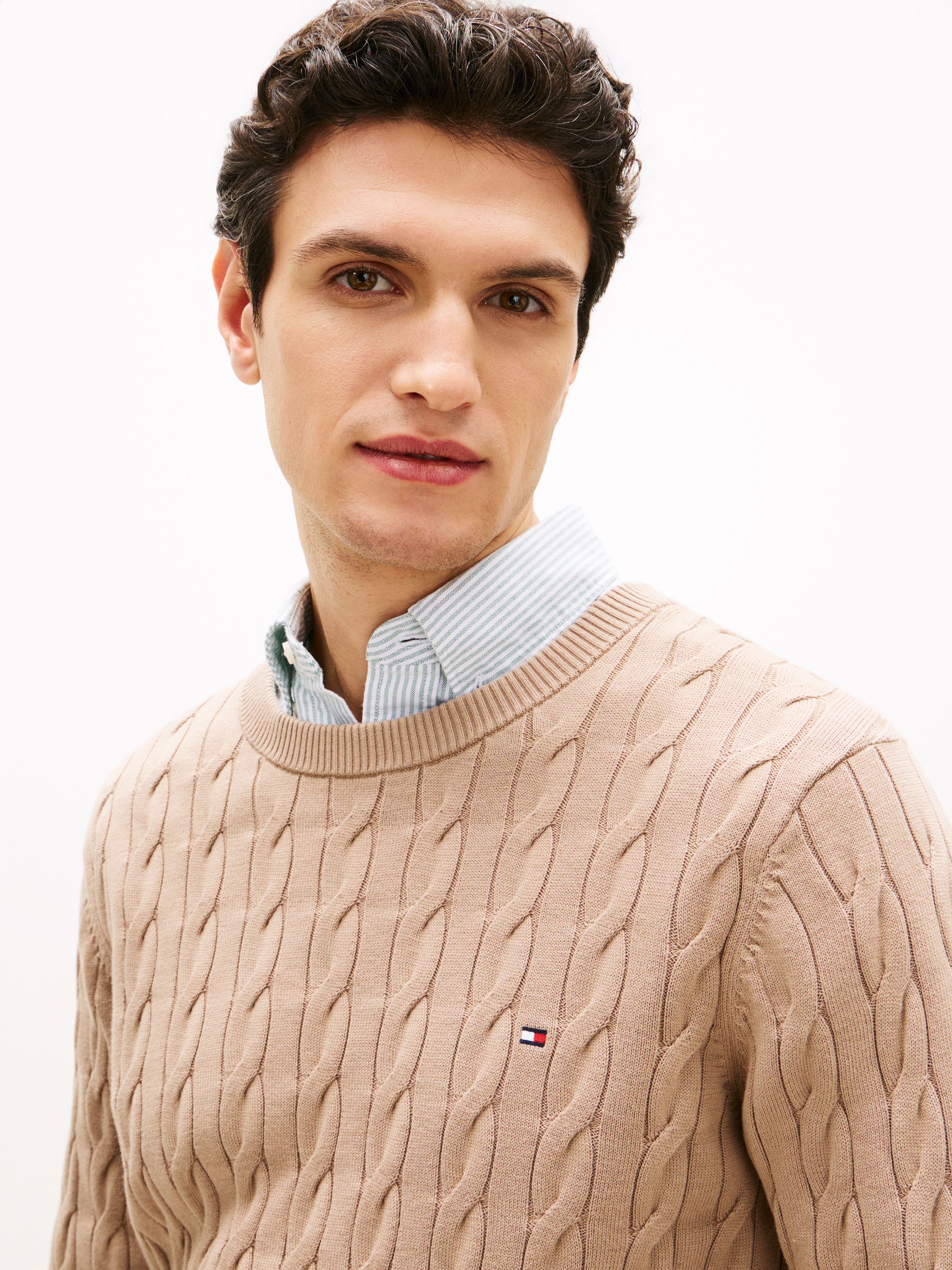 Feinstrickpullover mit Musterung - AFE-BEIGE - Braun