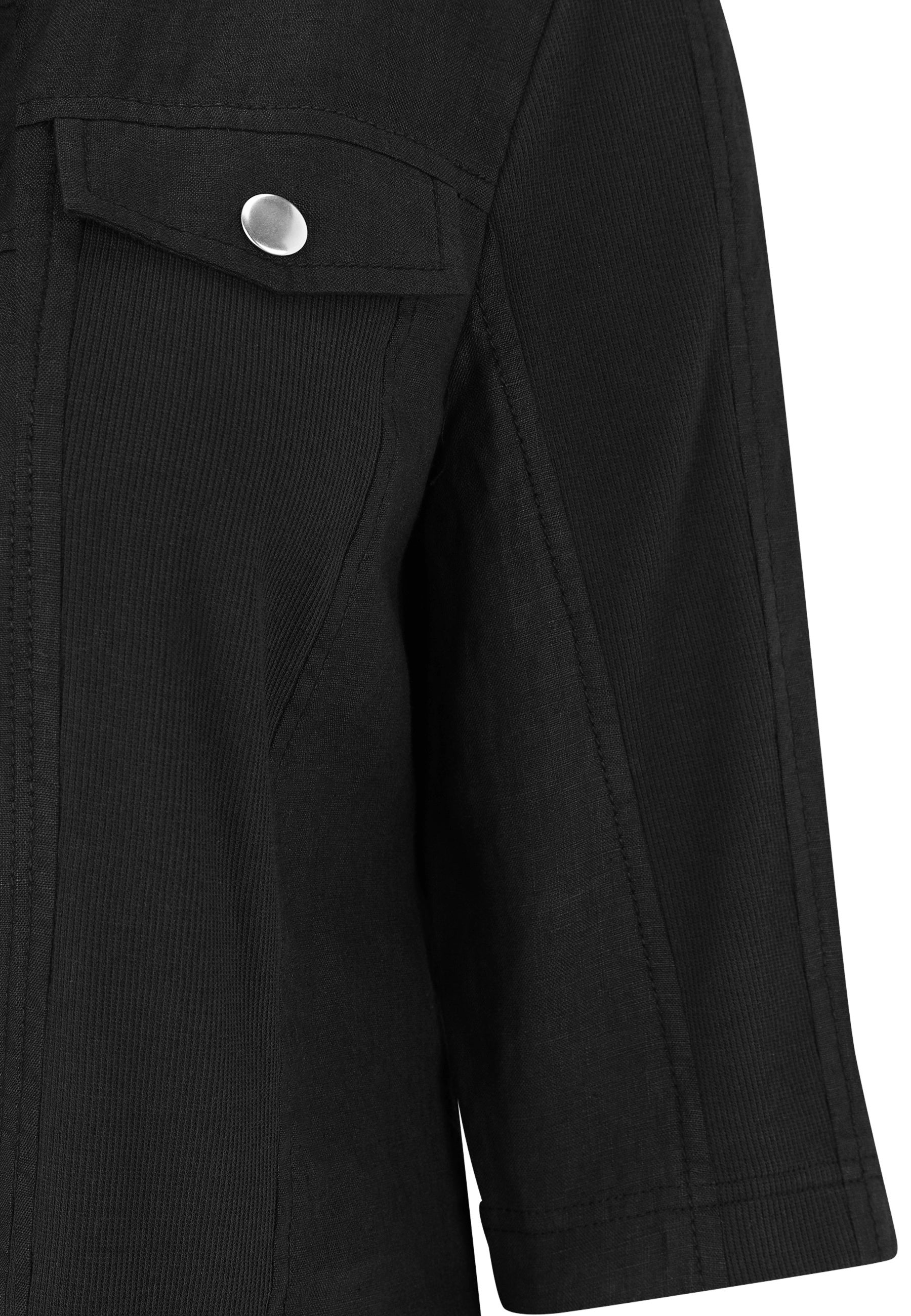 Leinenjacke mit Stehkragen - 99-Schwarz - Schwarz