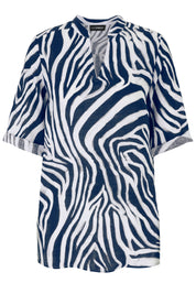 Bluse aus Leinen - 50-Marine - Blau