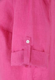 Leinenbluse mit V-Ausschnitt - 44-Himbeere - Pink