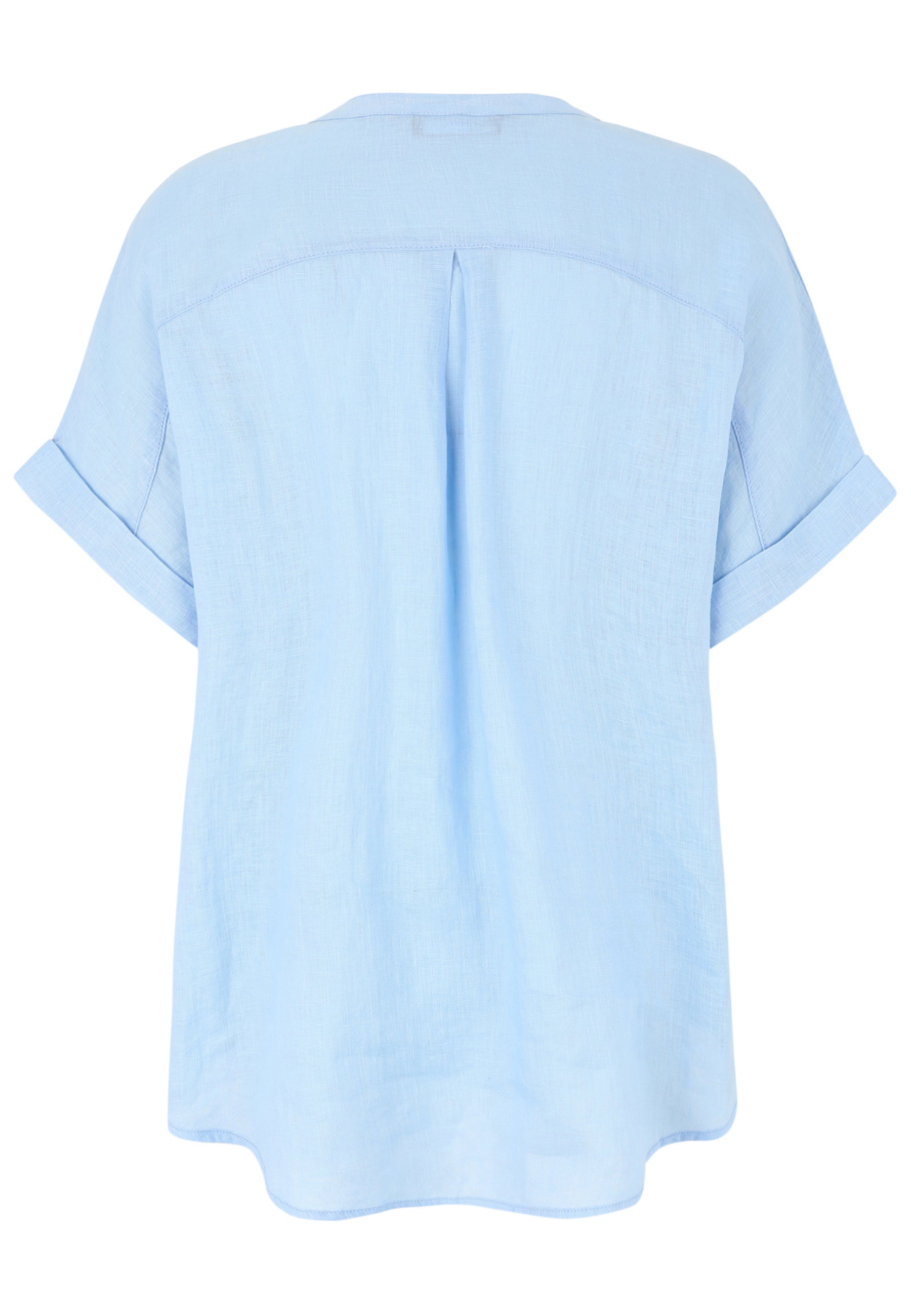 Leinenbluse mit V-Ausschnitt - 59-Hellblau - Blau
