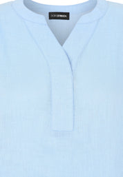 Leinenbluse mit V-Ausschnitt - 59-Hellblau - Blau