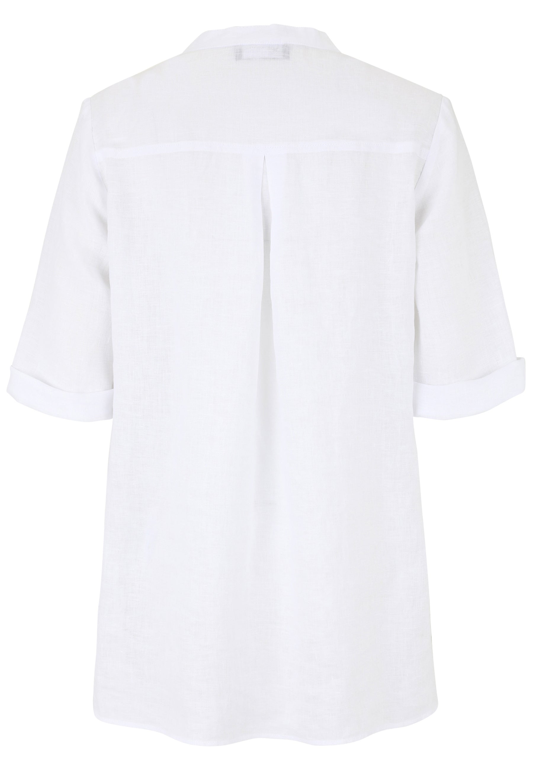 Leinenbluse mit V-Ausschnitt - 10-WeiSS - Weiß