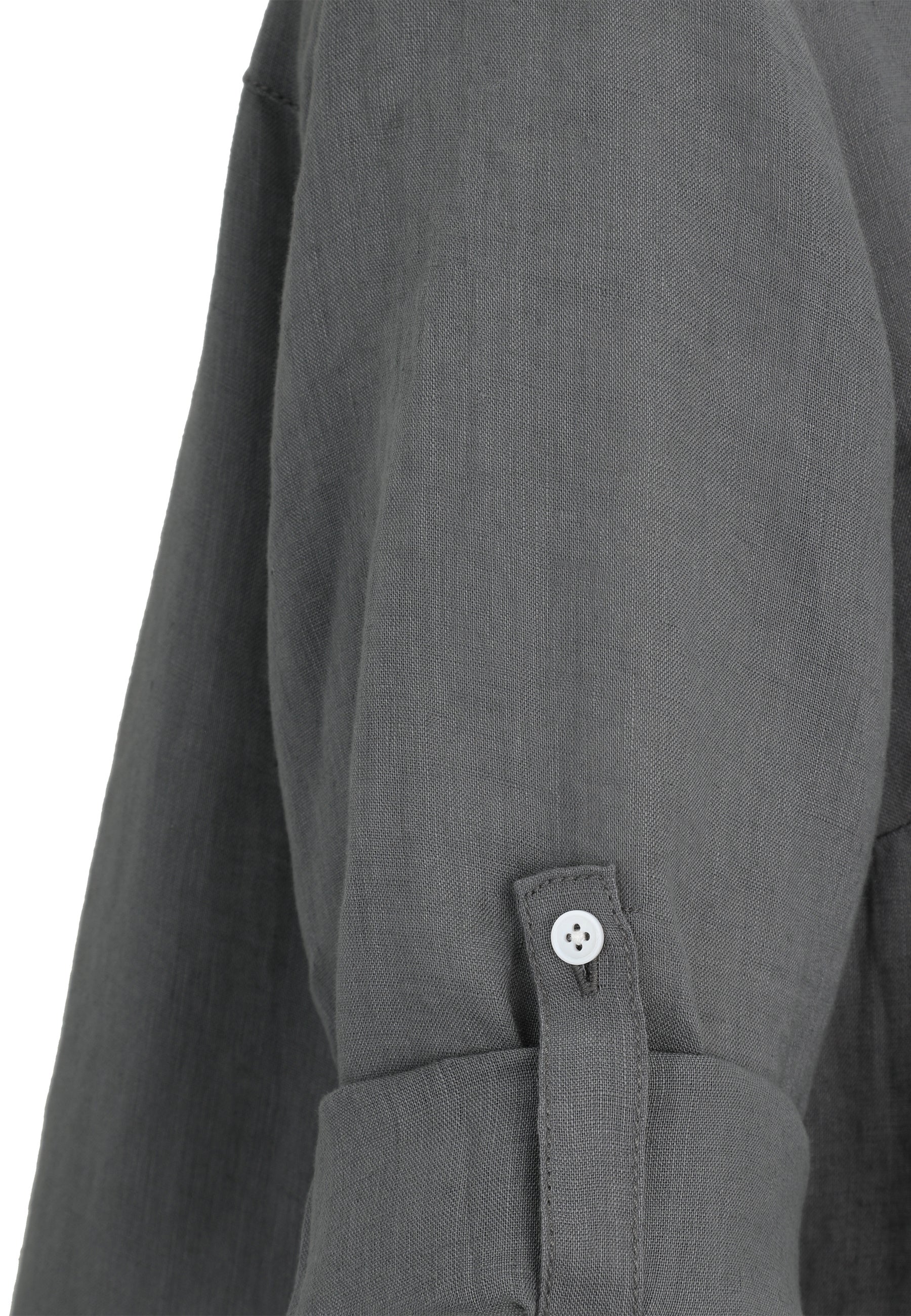 Leinenbluse mit V-Ausschnitt - 93-Grau - Grau