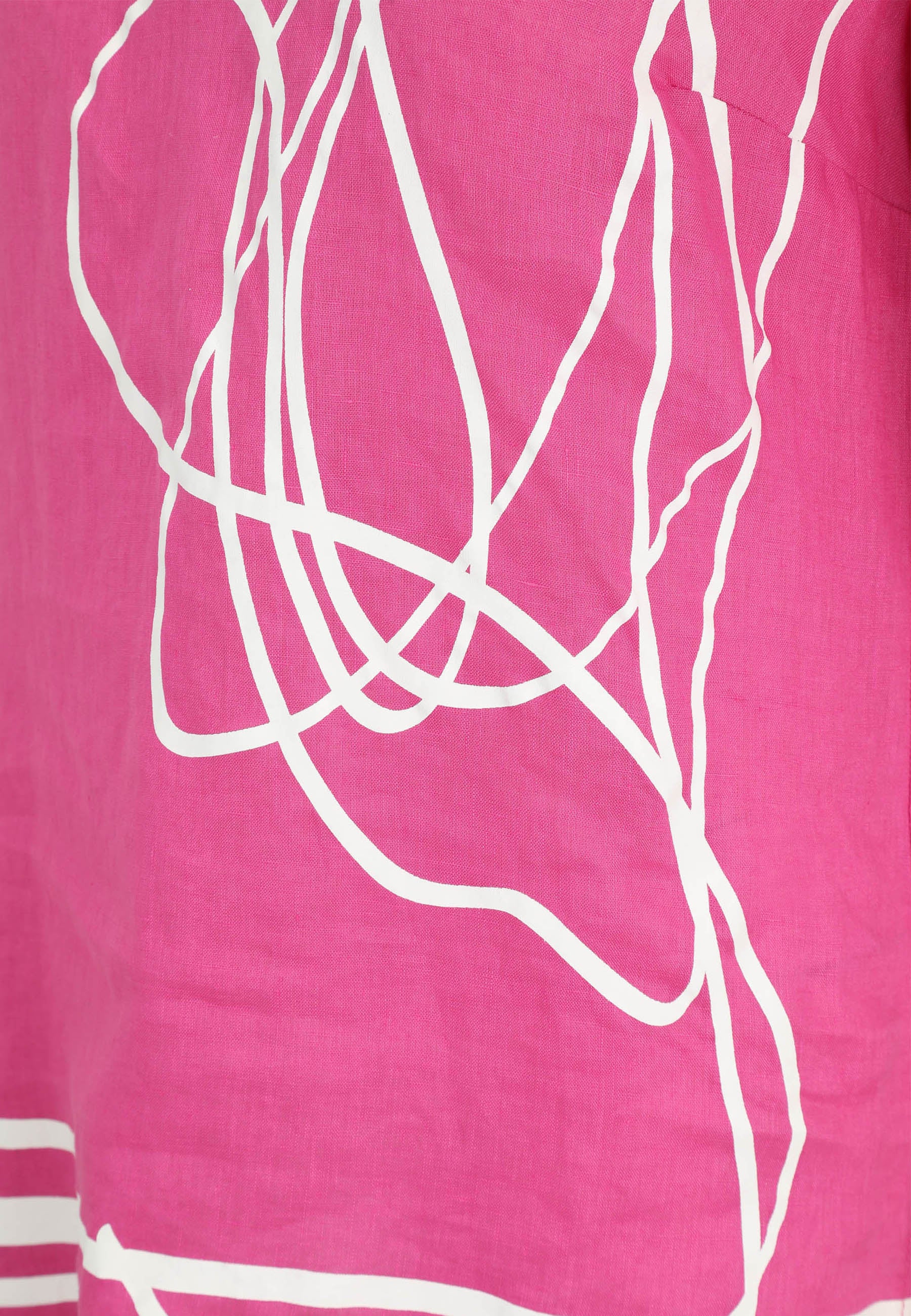 Leinenbluse mit V-Ausschnitt - 44-Himbeere - Pink