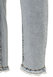 Jeans Slim Fit mit Strass-Details - 59-Hellblau - Blau