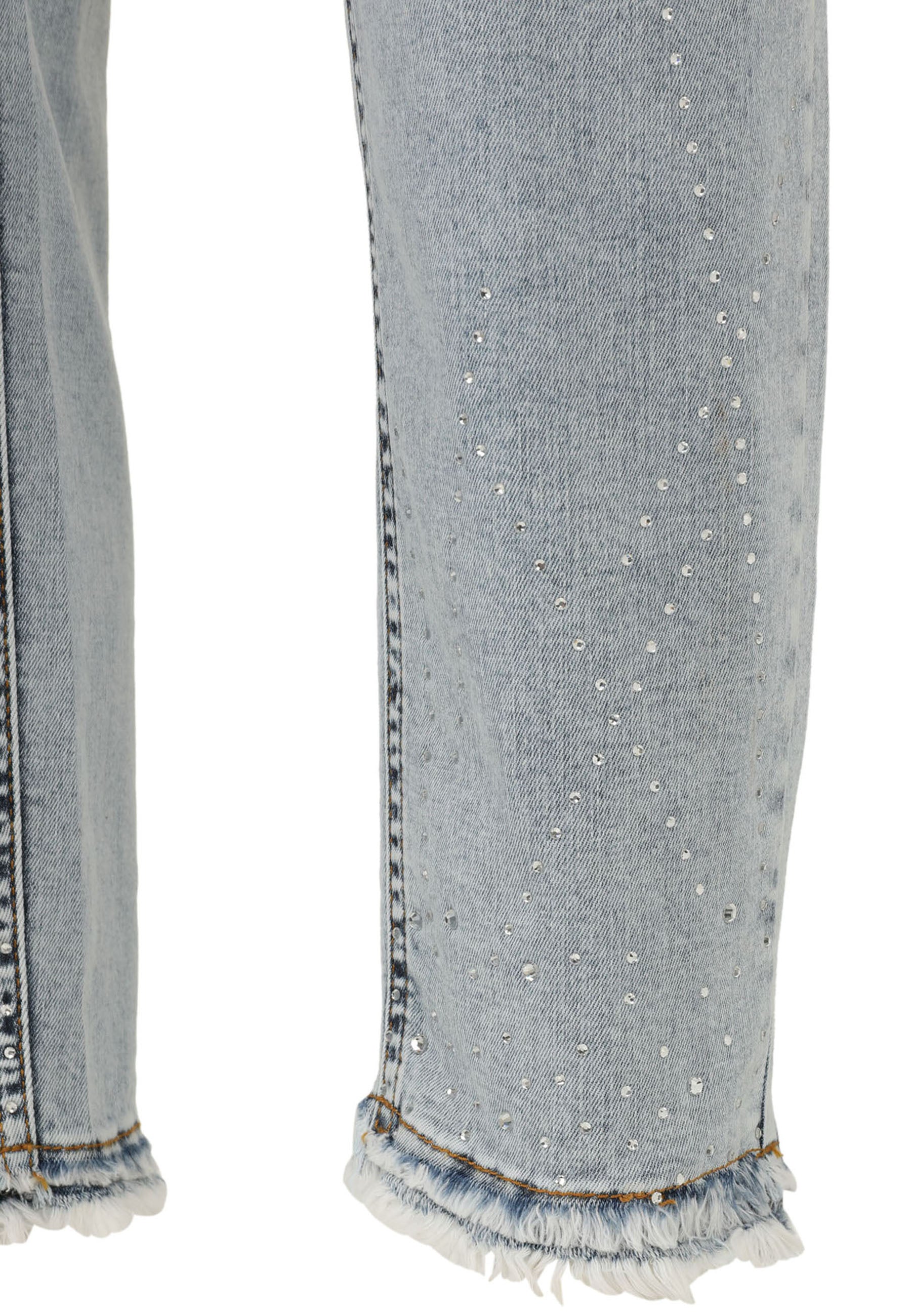 Jeans Slim Fit mit Strass-Details - 59-Hellblau - Blau