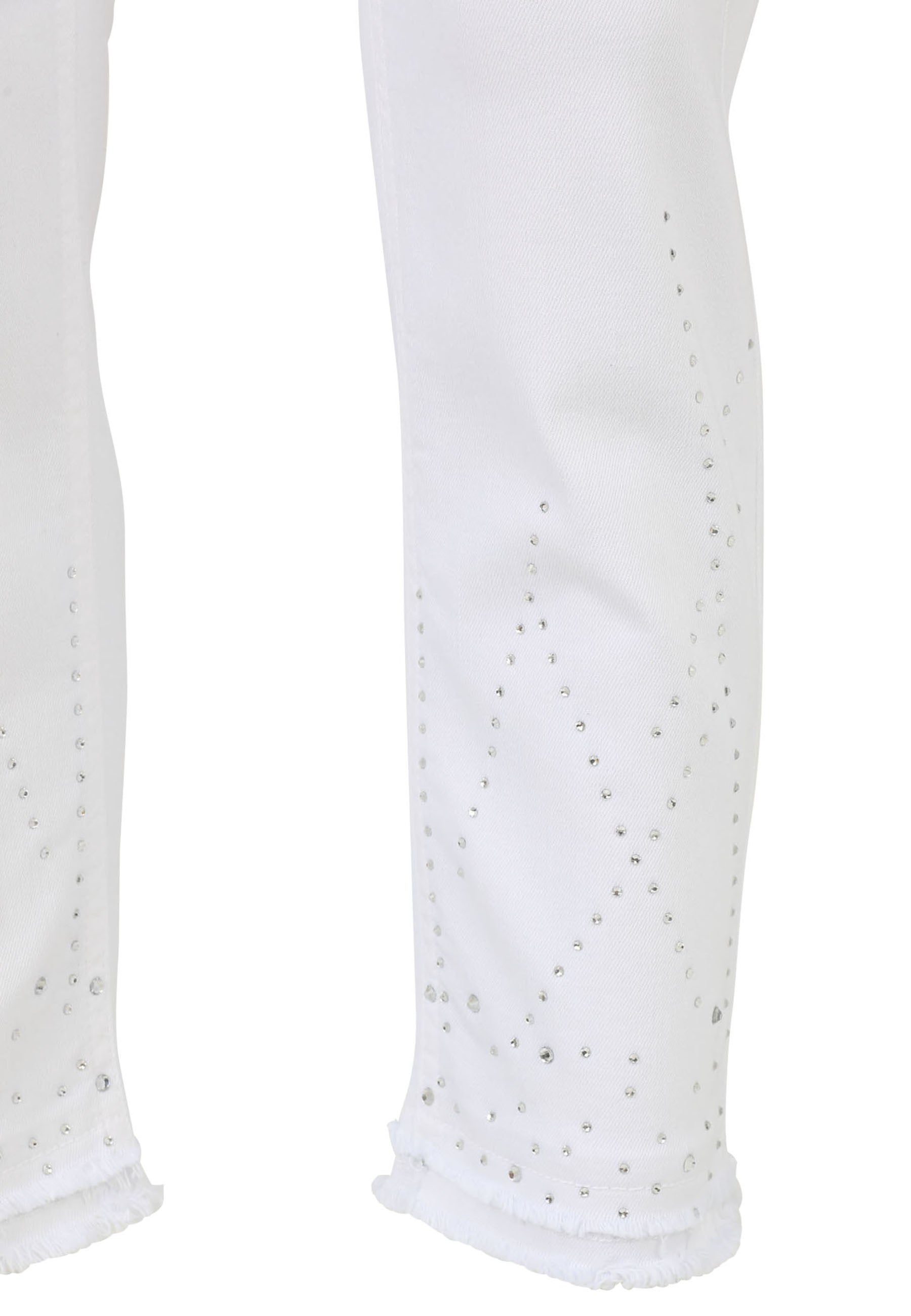 Jeans Slim Fit mit Strass-Details - 10-WeiSS - Weiß