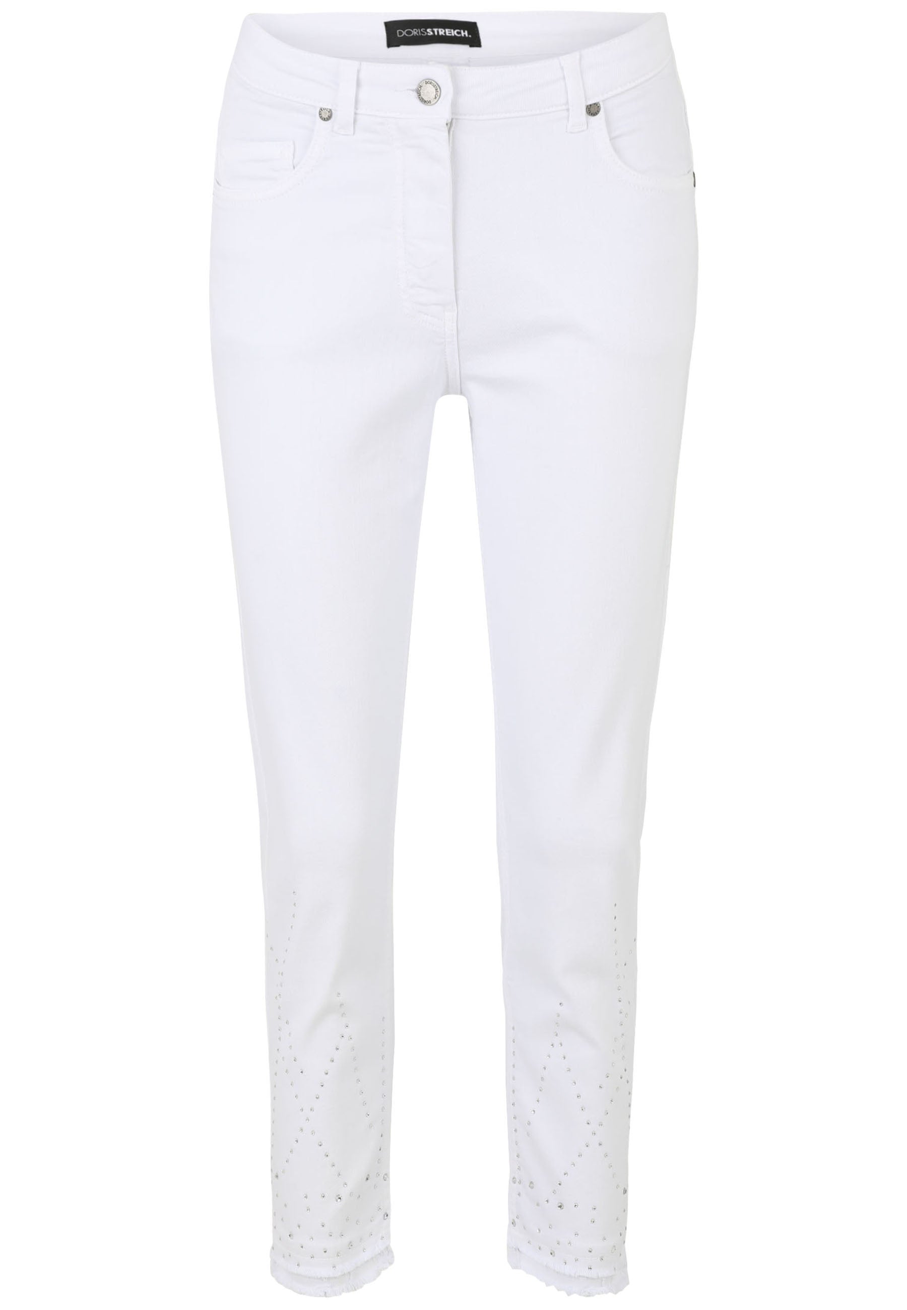 Jeans Slim Fit mit Strass-Details - 10-WeiSS - Weiß