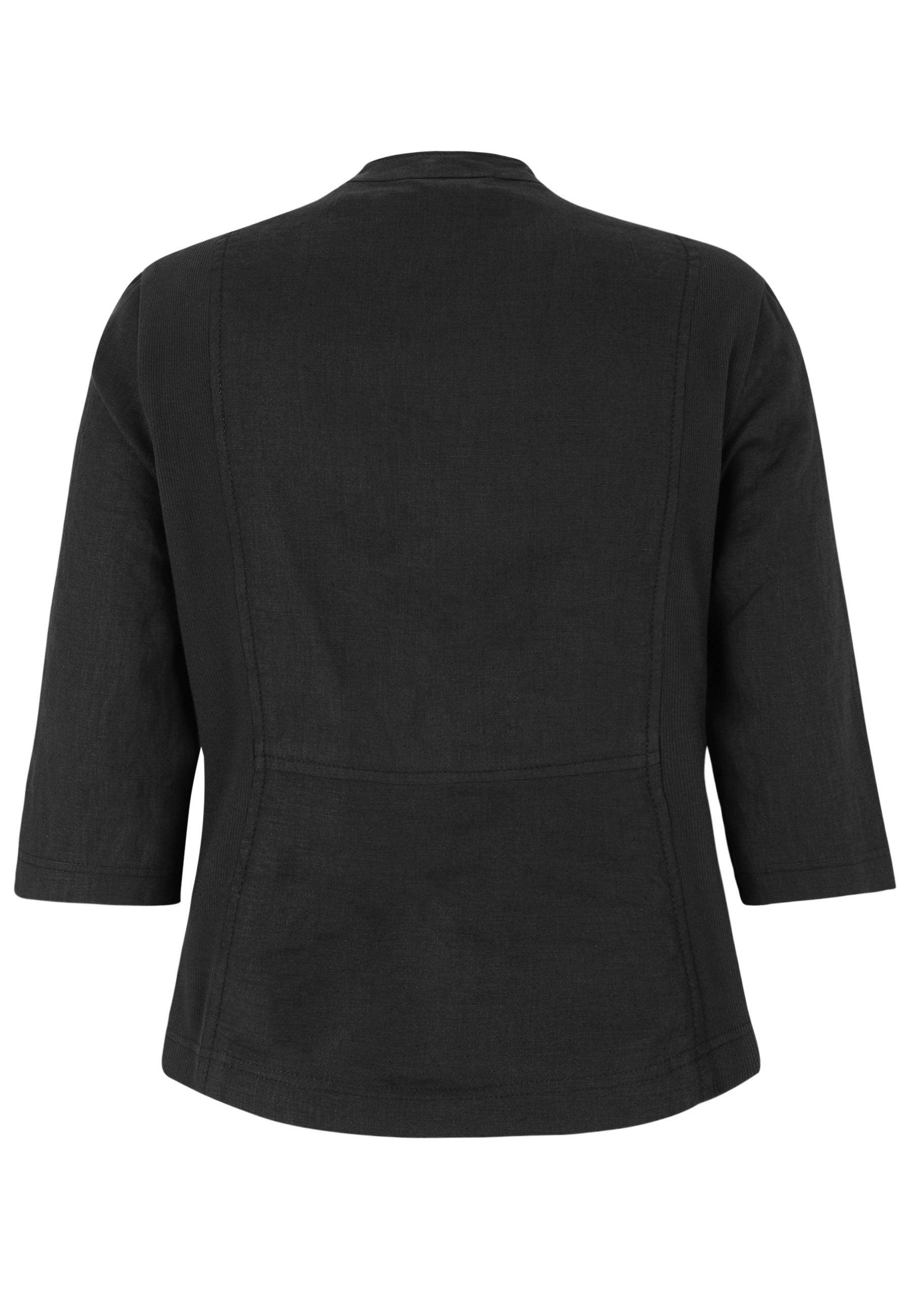 Leinenjacke mit Stehkragen - 99-Schwarz - Schwarz