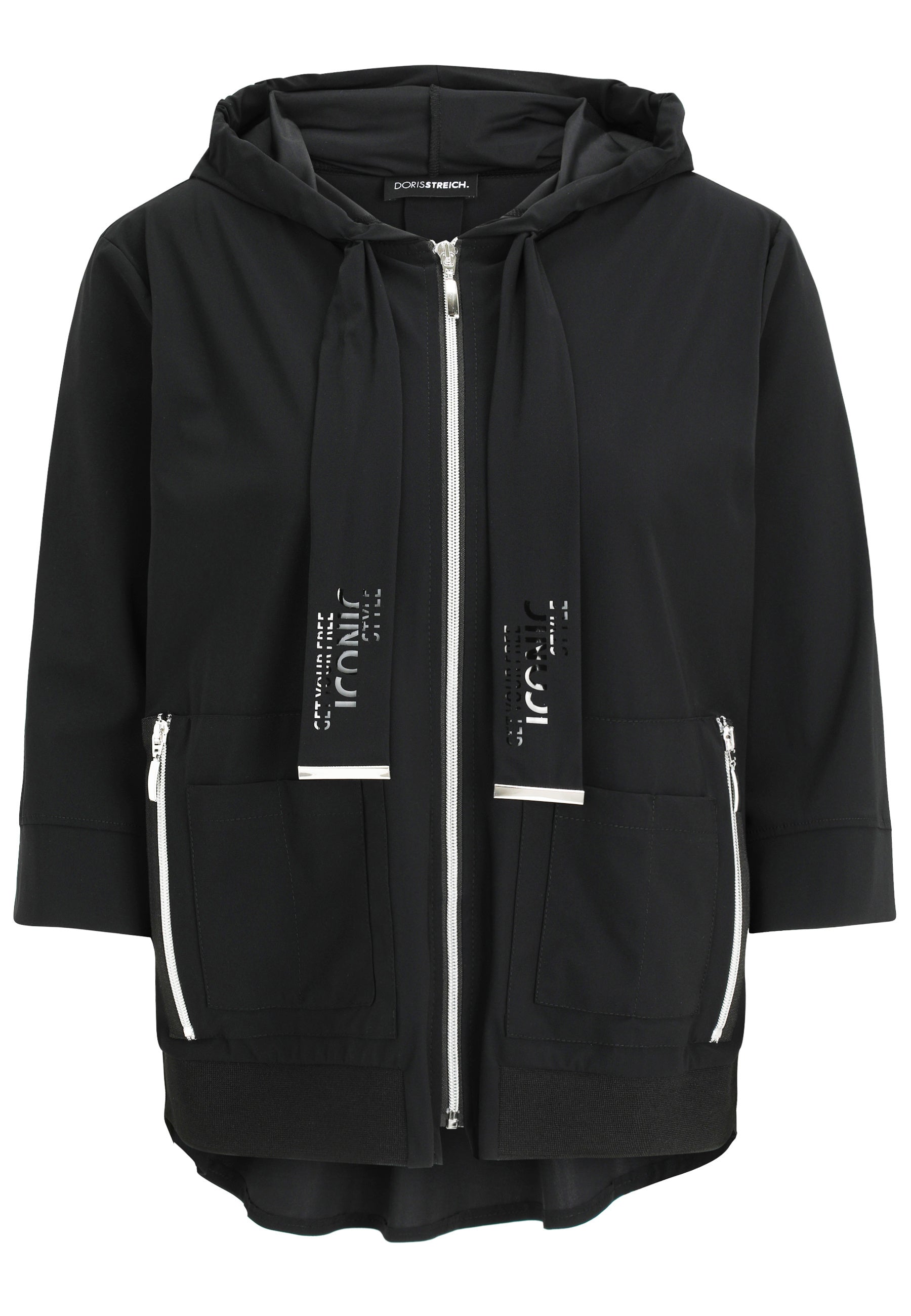 Sweatshirtjacke mit Kapuze - 99-Schwarz - Schwarz