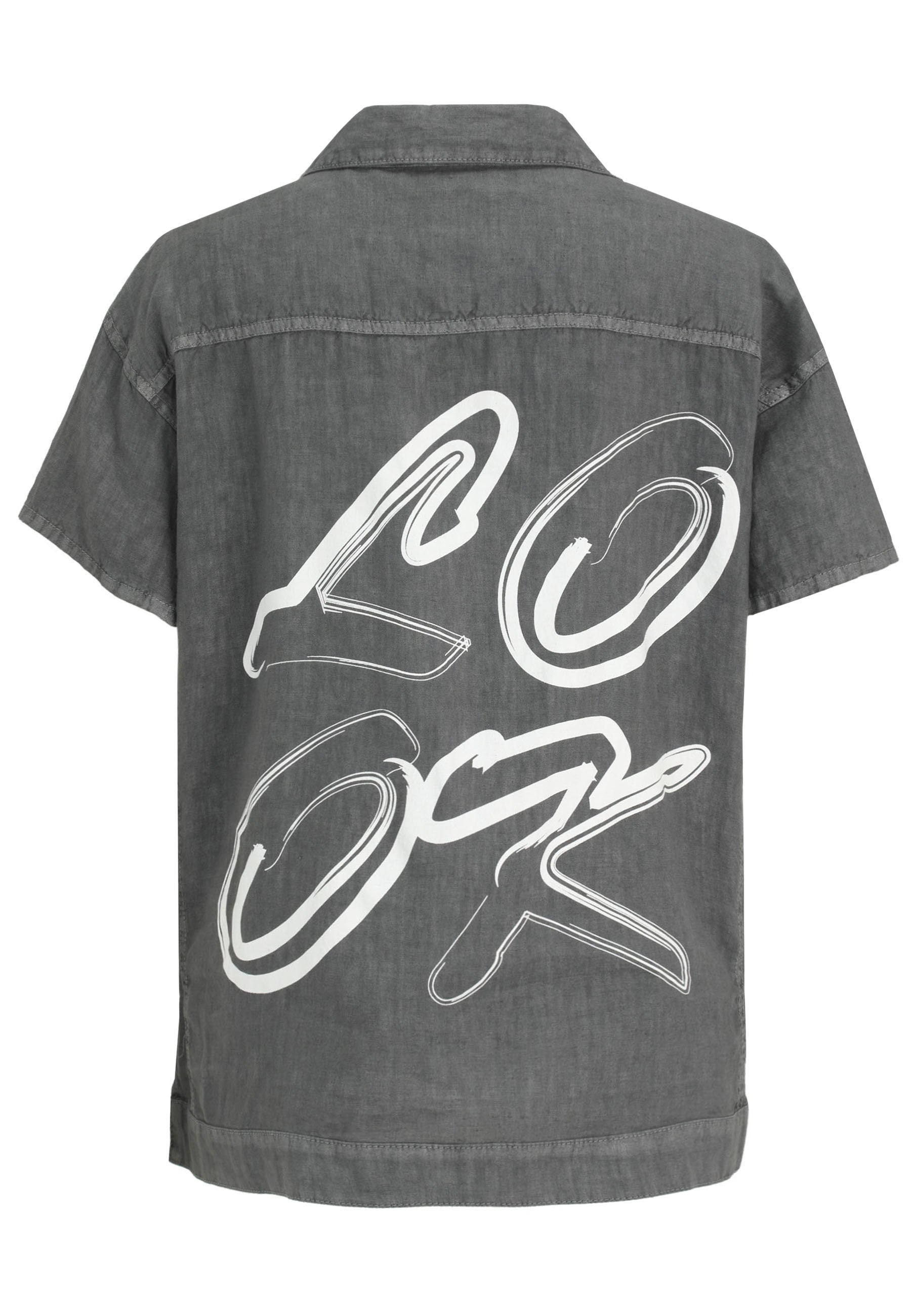 Leinenshirt mit aufliegendem Kragen - 93-Grau - Grau