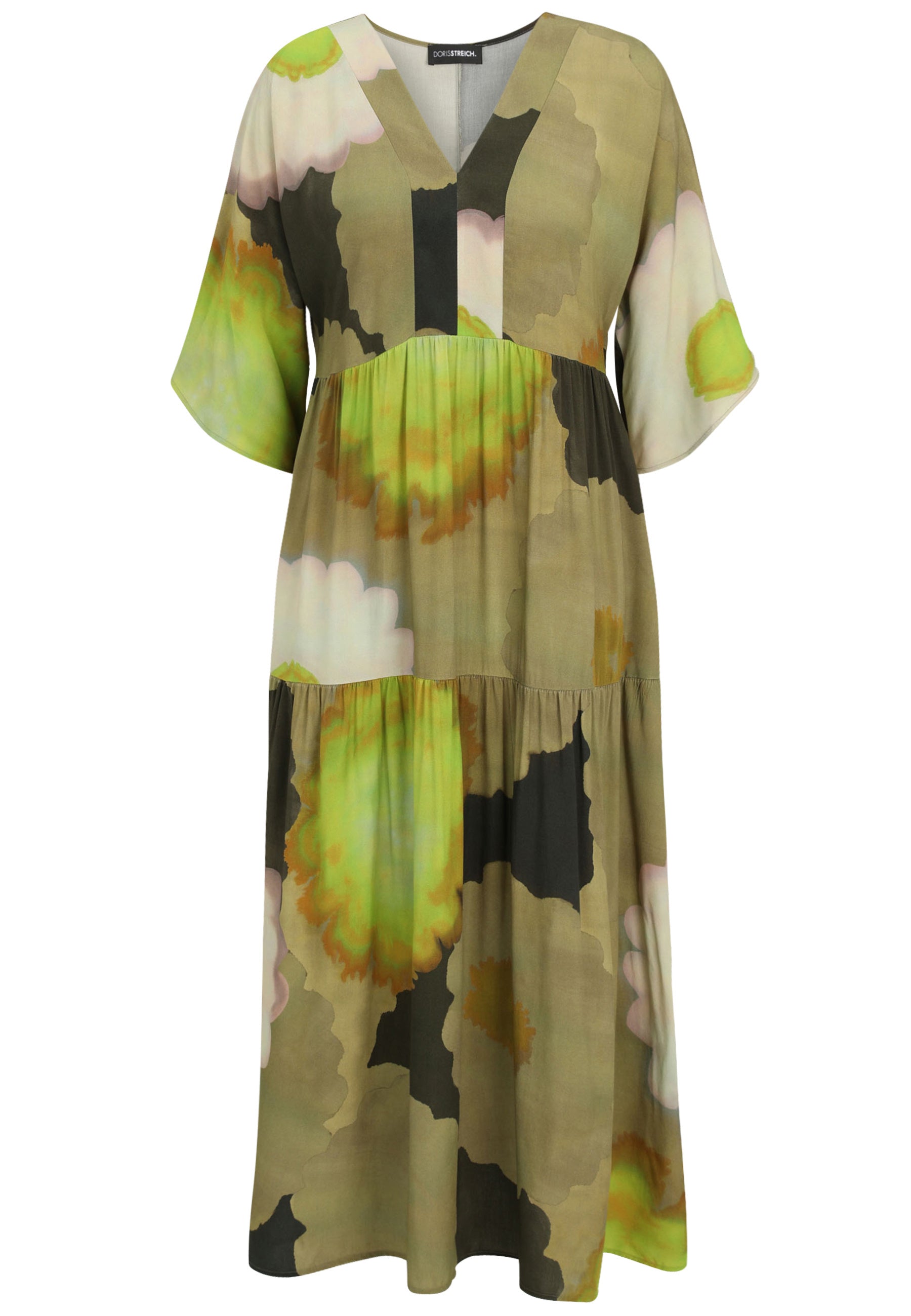 Sommerkleid Midi aus Viskose - 78-Khaki - Grün