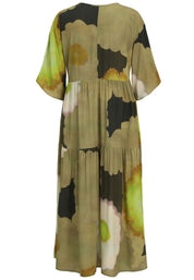 Sommerkleid Midi aus Viskose - 78-Khaki - Grün