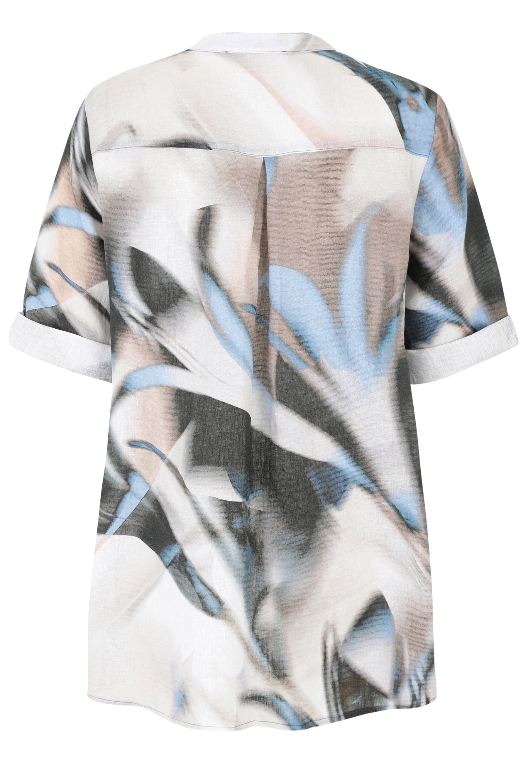 Leinenbluse mit V-Ausschnitt - 82-Bast - Braun