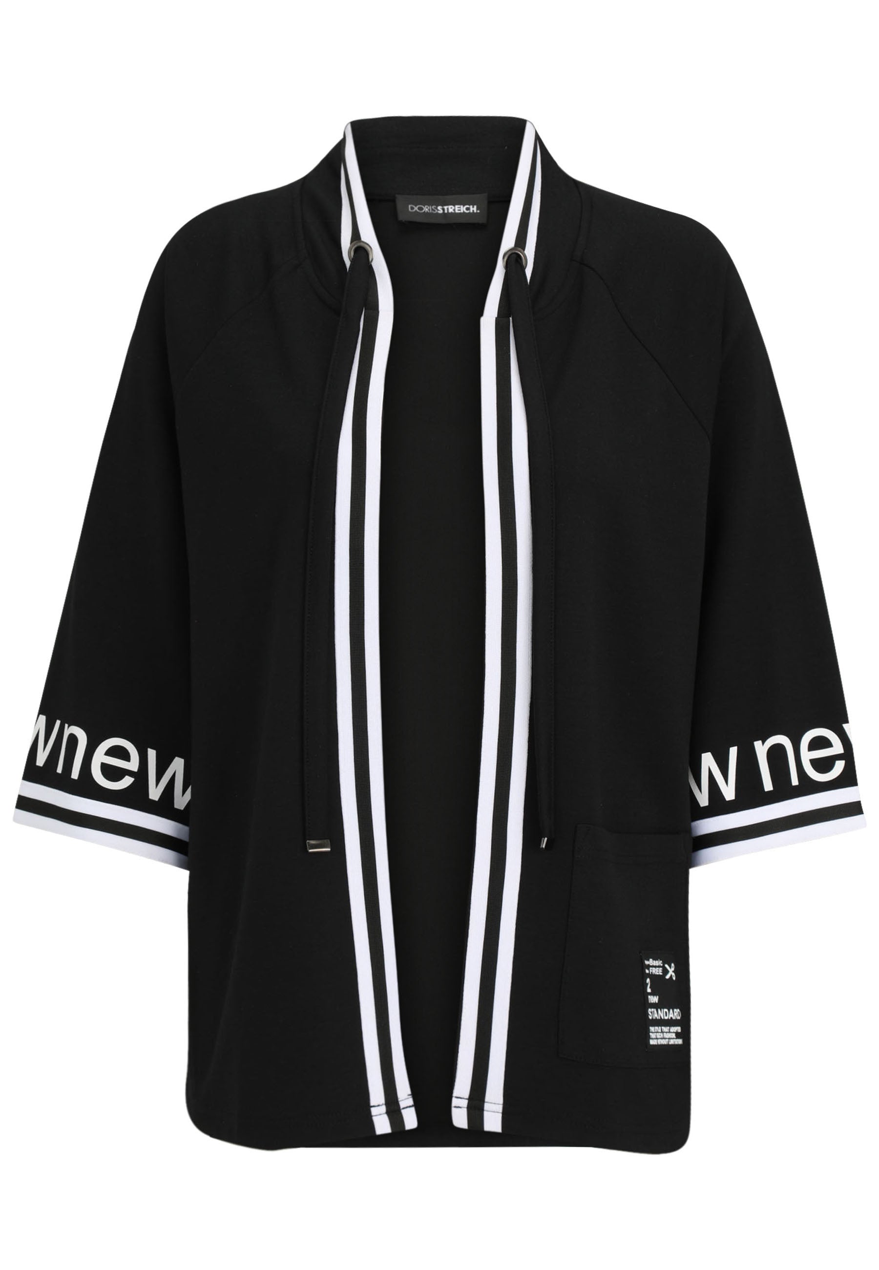 Sweatshirtjacke aus Modalmix - 91-Schwarz/WeiSS - Schwarz