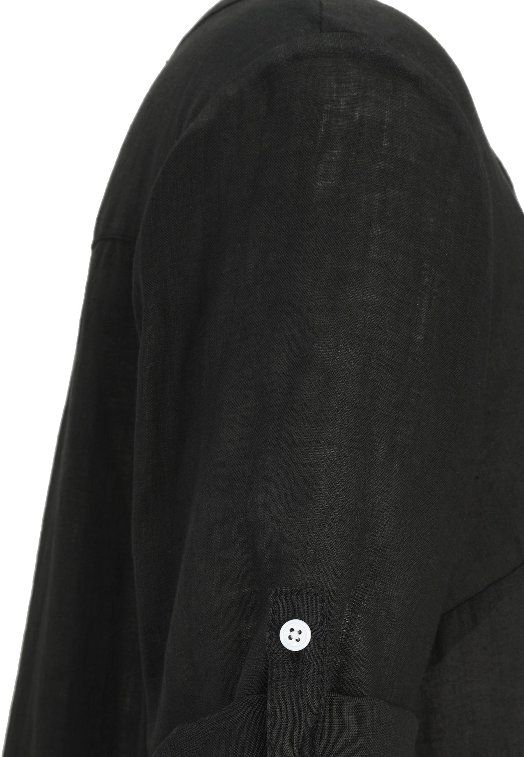 Leinenbluse mit V-Ausschnitt - 99-Schwarz - Schwarz