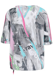 T-Shirt aus Baumwollmix - 98-Multicolor - Grau