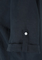 Leinenbluse mit V-Ausschnitt - 50-Marine - Blau