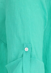 Leinenbluse mit V-Ausschnitt - 67-Lagune