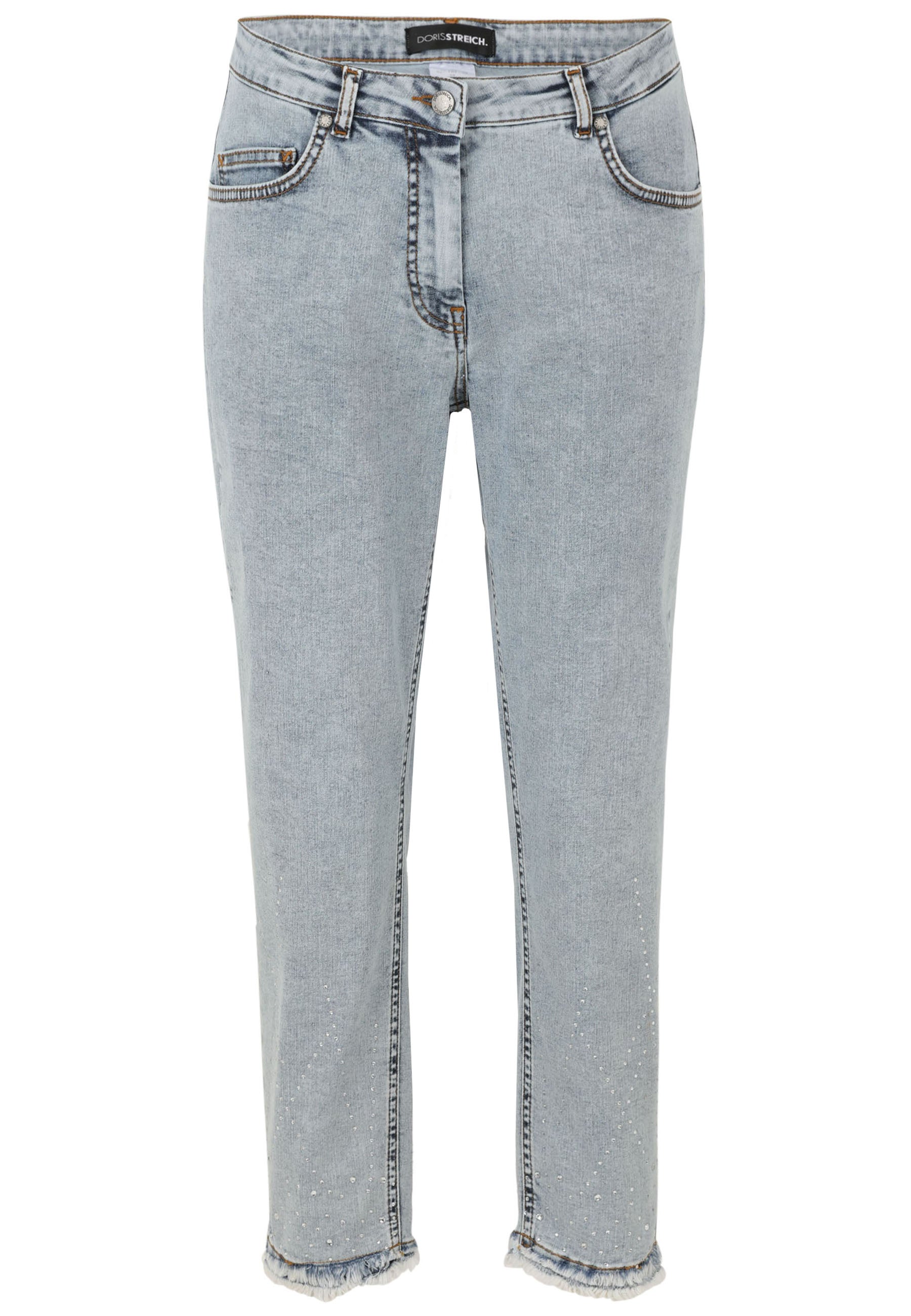Jeans Slim Fit mit Strass-Details - 59-Hellblau - Blau