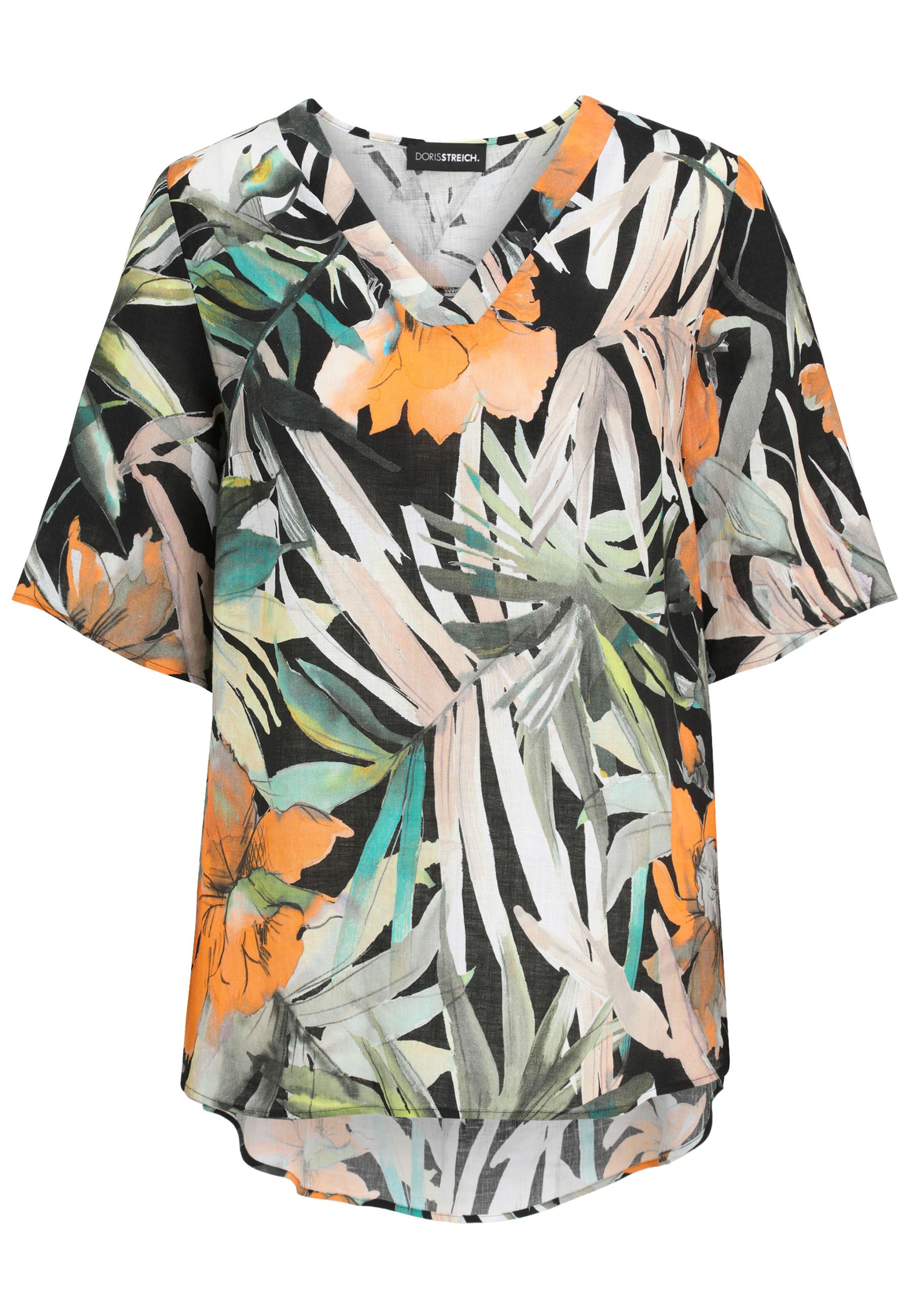 Schlupfbluse aus Leinen - 78-Khaki - Grün