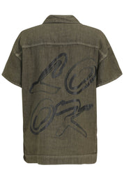 Leinenshirt mit aufliegendem Kragen - 78-Khaki - Khaki