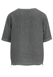 Leinenbluse mit Rundhalsausschnitt - 93-Grau - Grau