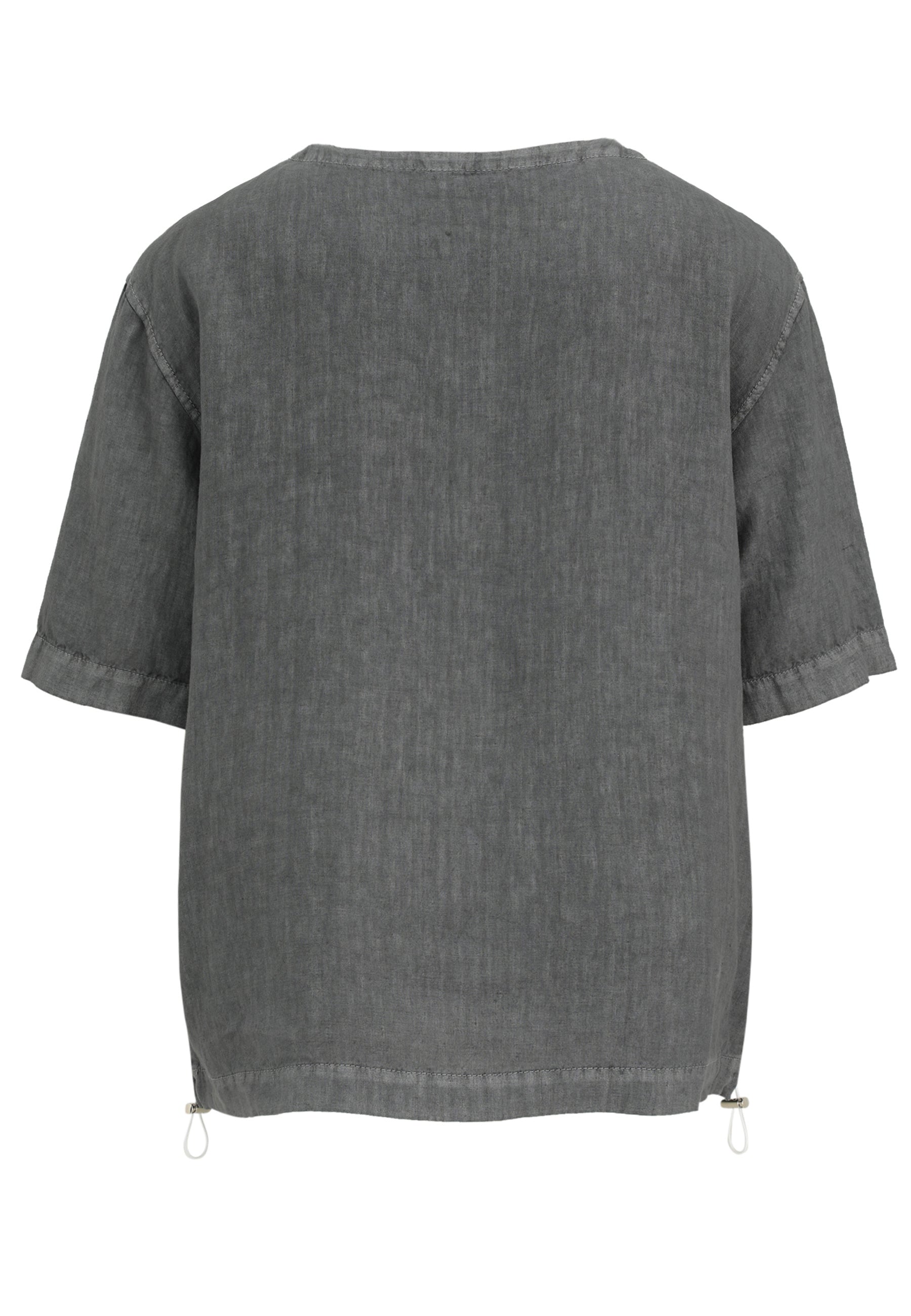 Leinenbluse mit Rundhalsausschnitt - 93-Grau - Grau
