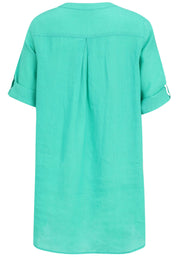 Leinenbluse mit V-Ausschnitt - 67-Lagune