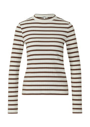 Langarmshirt gestreift in Slim Fit - 88G9-BROWN - Braun