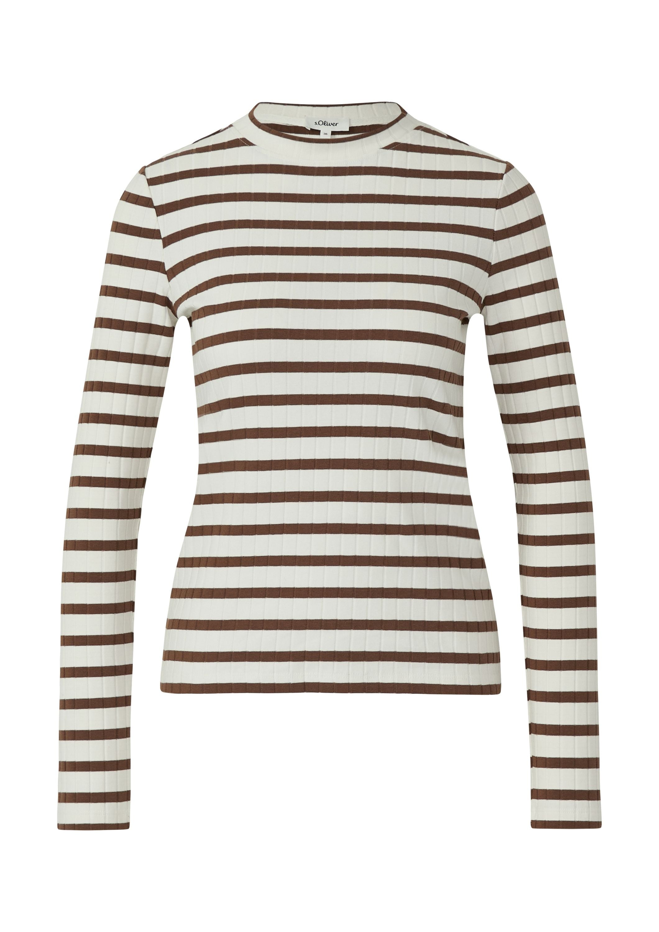 Langarmshirt gestreift in Slim Fit - 88G9-BROWN - Braun