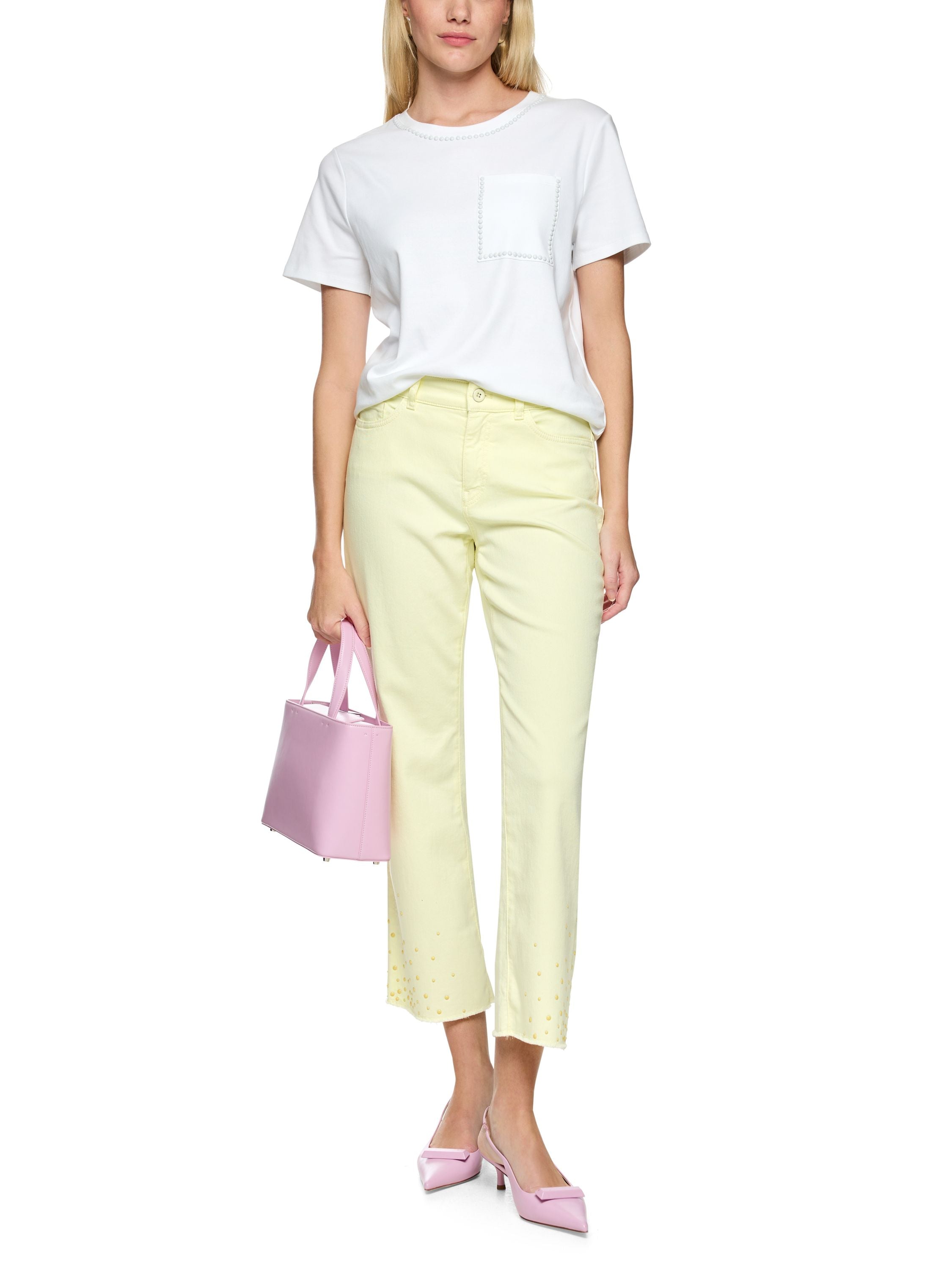 T-Shirt aus Baumwollstretch - 100 - Weiß