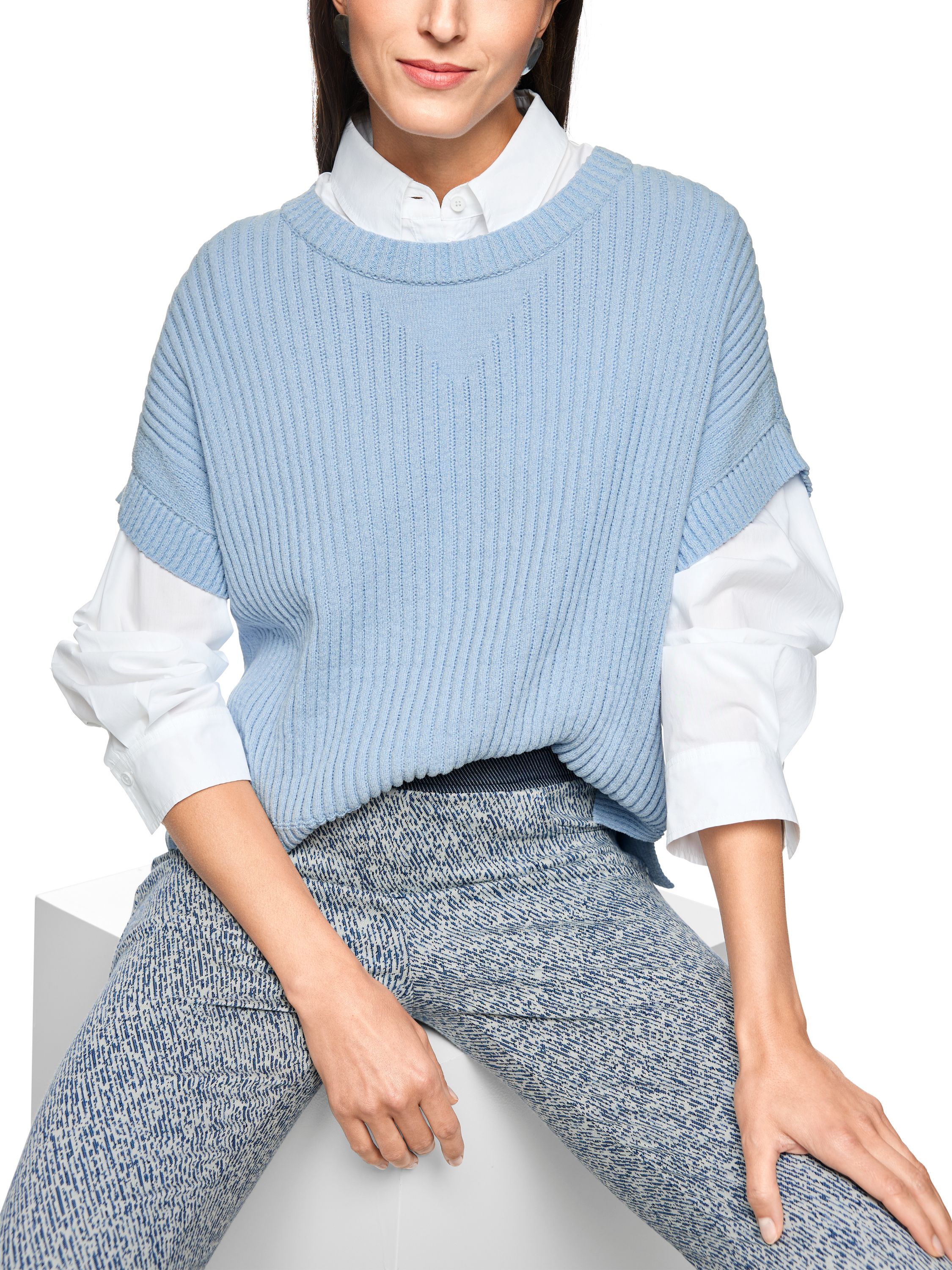 Strickpullover aus Baumwollmix - 316 - Blau