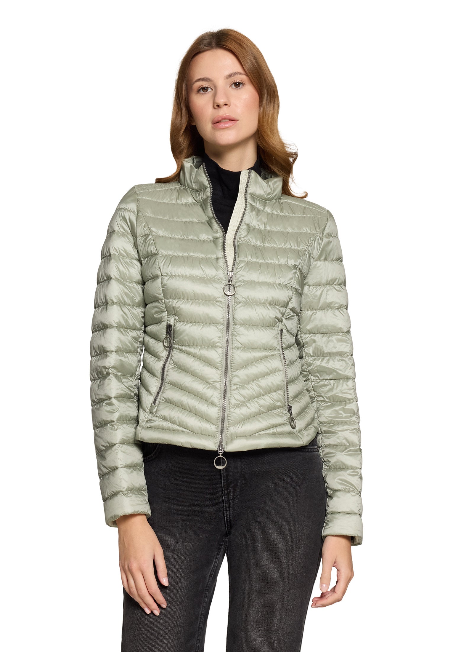 Steppjacke mit Stehkragen - 5539-Seagrass - Grün