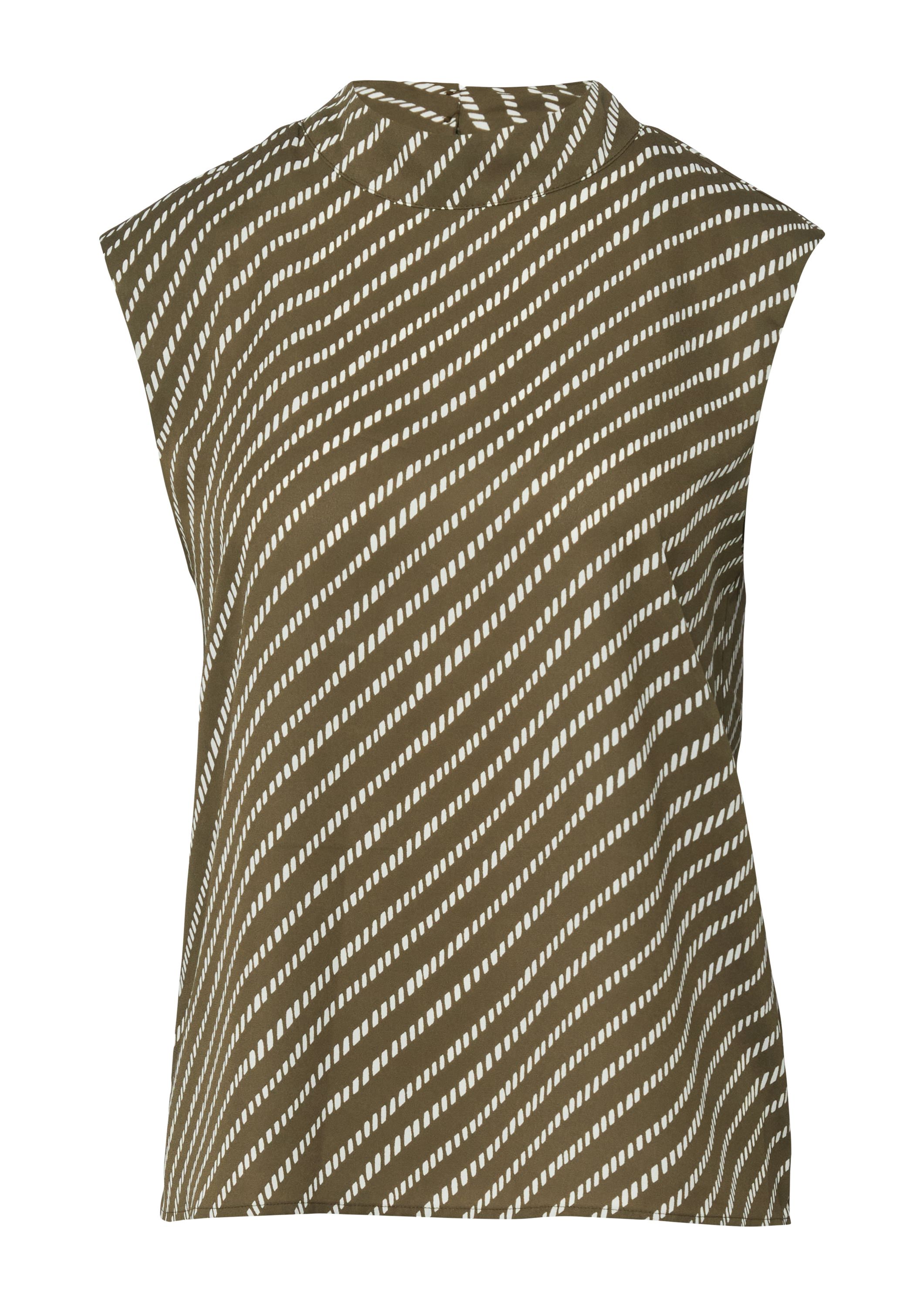 Chiffon-Bluse mit Stehkragen - 79A1-GREEN - Grün