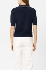 Polo-Feinstrick-Pullover aus Viskose - 2941 - Blau