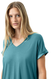 T-Shirt aus Modal - 1748-teal dream - Blau
