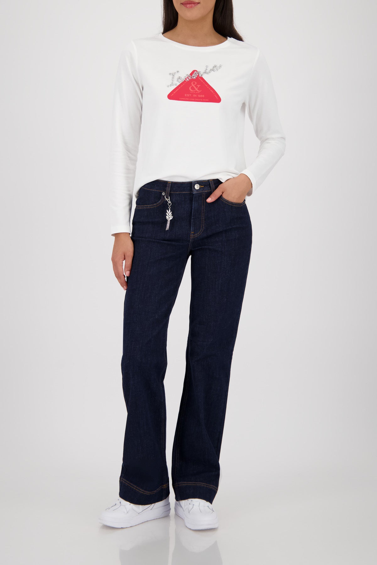 Langarmshirt aus Baumwollmix - 102 off-white - Weiß