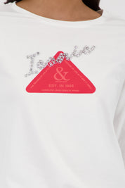 Langarmshirt aus Baumwollmix - 102 off-white - Weiß