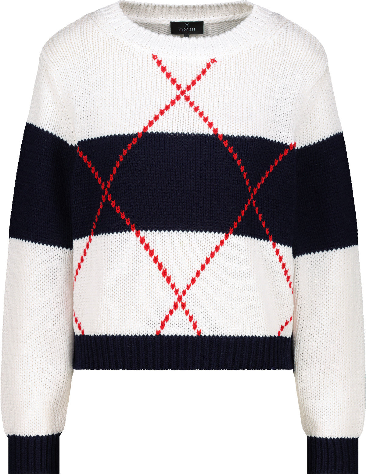 Strickpullover aus Baumwollmix - 757 marine gemustert - Blau