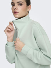 Sweatshirt ONPLOUNGE mit Troyerkragen - Surf Spray - Grün